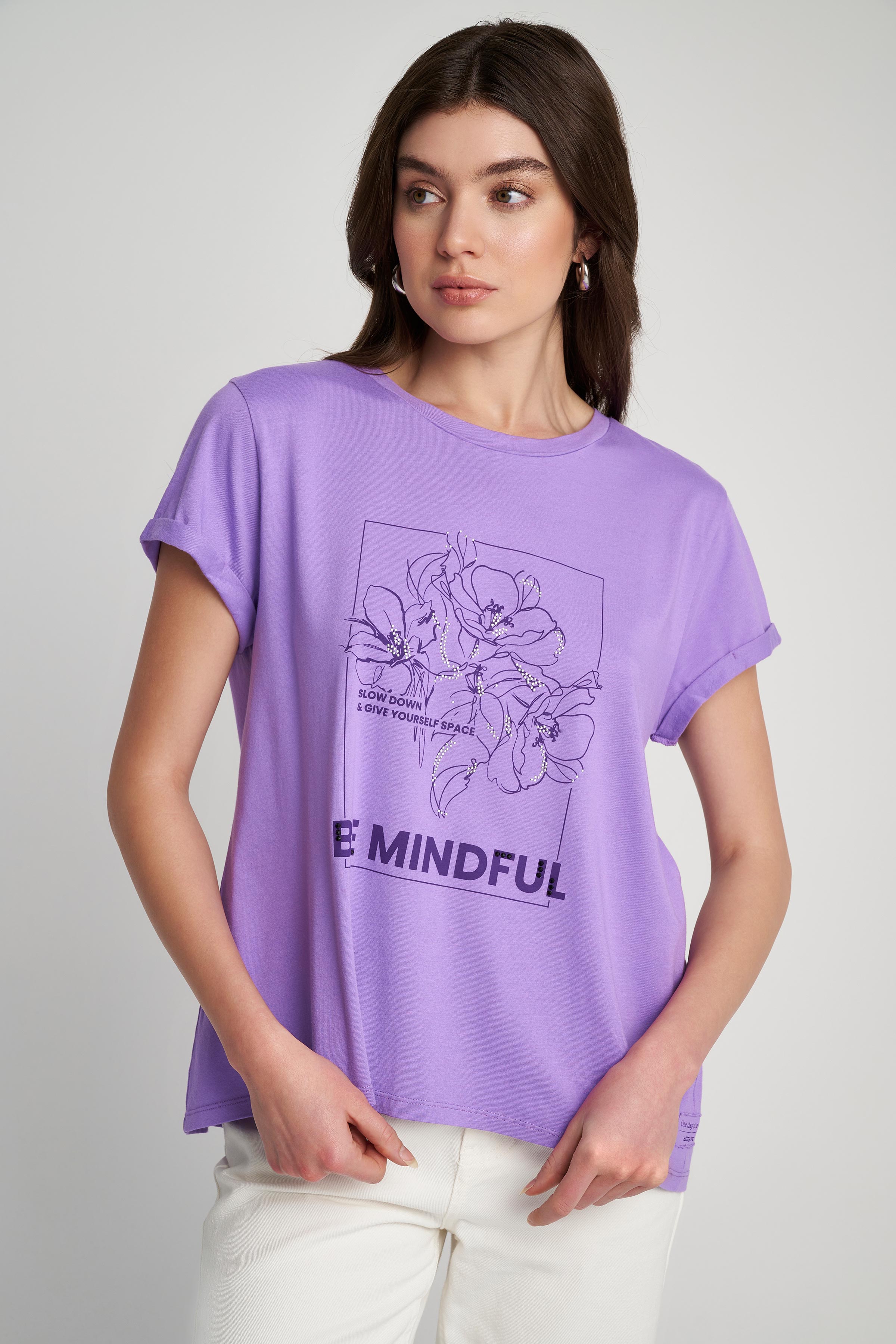 ΡΟΥΧΑ > Μπλούζες & Τοπ T-shirt φλοράλ με τρουκς Lilac