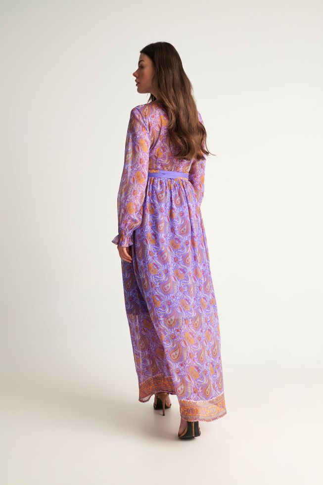 Φόρεμα μακρύ με boho prints Mauve: 9916105-mauve - attrattivo